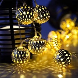 LED snaar - zilverkleurige metalen bollen - werkt op batterijen - Kerst/tuindecoratieVerlichting
