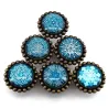 Round furniture handles - knobs - white / blue crystal snowflakes - 6 piecesFurniture