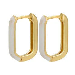 Boucles d'oreilles rectangle doré - émail coloré