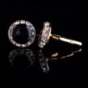 Gouden ronde manchetknopen - kristallen / zwart emailleManchetknopen