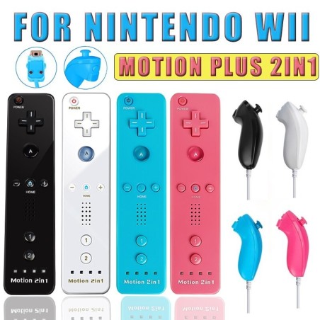 Télécommande sans fil 2 en 1 - motion plus / Nunchuck - pour Nintendo Wii / Wii U Joystick