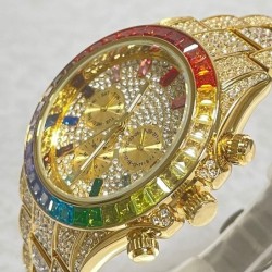 MISSFOX - montre à quartz de luxe - diamants arc-en-ciel - étanche