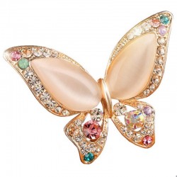 Broche papillon - opale / cristaux