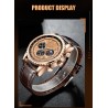 LIGE - montre à quartz de luxe en acier inoxydable - lumineuse - bracelet en cuir - étanche - or rose