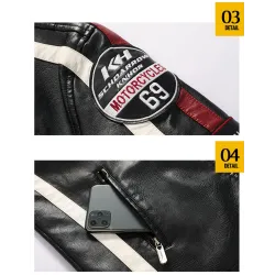 Kort leren jack - decoratieve patchesJassen