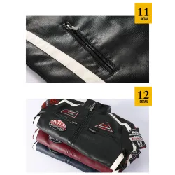 Kort leren jack - decoratieve patchesJassen
