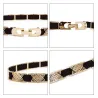 Elegante zwarte elastische riem - met gouden metalen versieringenRiemen