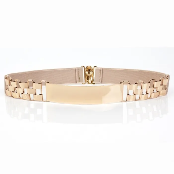 Modieuze elastische riem - met metalen gouden decoratieRiemen