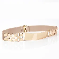 Modieuze elastische riem - met metalen gouden decoratieRiemen