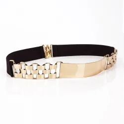 Modieuze elastische riem - met metalen gouden decoratieRiemen