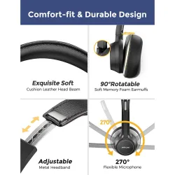 Mpow HC6 - Casque filaire USB - casque avec microphone - 3,5 mm