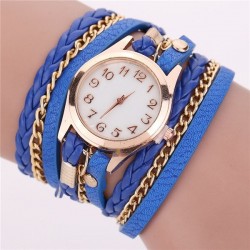 Bracelet en cuir multicouche - avec une montre Quartz ronde