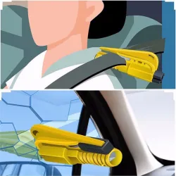 3 in 1 mini veiligheidshamer - gordelsnijder - ruitenbrekerSleutelhangers