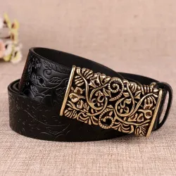 Retro lederen riem - met metalen bewerkte gespRiemen