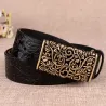 Ceinture en cuir rétro - avec boucle en métal sculpté