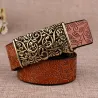 Retro leather belt - with metal carved buckleBelts