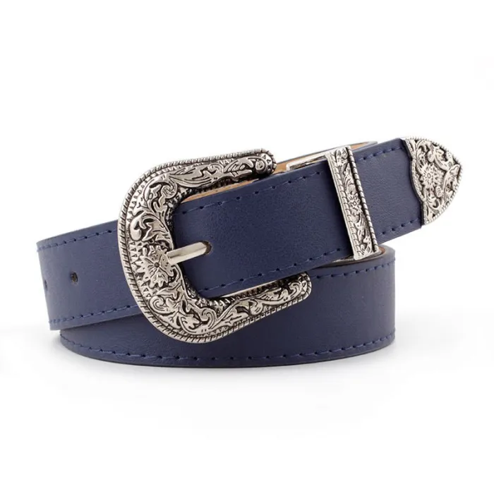 Vintage lederen riem - met bewerkte metalen gespRiemen