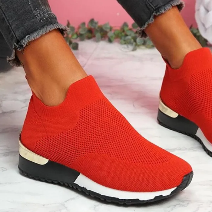 Mesh sportsneakers - instapschoenen - met hoog plateauSchoenen