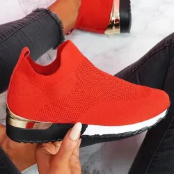 Mesh sportsneakers - instapschoenen - met hoog plateauSchoenen