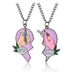 Pendentif en forme de coeur avec collier - "Best Friends" - 2 pièces