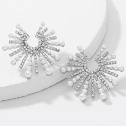 Boucles d'oreilles en forme de tournesol - avec cristaux / perles