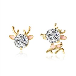 Boucles d'oreilles en or en forme de cerf - avec un cristal