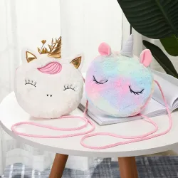Petit sac bandoulière peluche rond - licorne - ours - grenouille