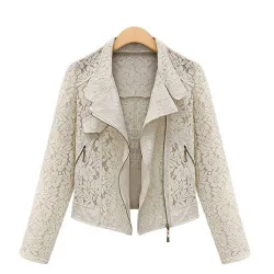 Veste courte en dentelle à la mode - avec fermeture éclair