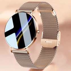 Montre intelligente élégante - ultra fine - 1,36" - AMOLED - écran HD - étanche - bracelet en maille d'acier inoxydable