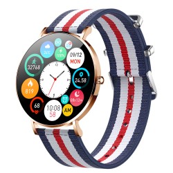Elegante smartwatch - ultradun - 1,36" - AMOLED - HD-display - waterdicht - roestvrij staal - nylon bandSmart-Wear