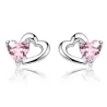Double heart / crystals - silver earringsEarrings