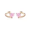 Double heart / crystals - silver earringsEarrings