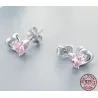 Double heart / crystals - silver earringsEarrings