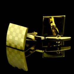Square gold cufflinks - laser check boardCufflinks