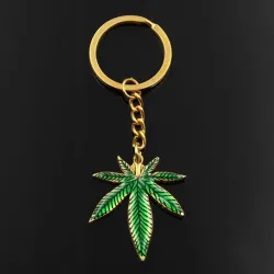 Porte-clés en métal avec pendentif feuille d'érable
