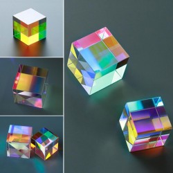 X - Cube lumineux à 6 faces - prisme en verre - lentille optique