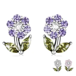 Oorbellen in de vorm van kristallen bloemen - 925 sterling zilverOorbellen