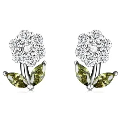 Oorbellen in de vorm van kristallen bloemen - 925 sterling zilverOorbellen