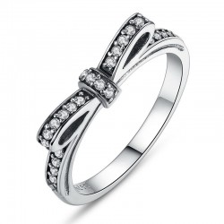 Elegante ring met kristallen strik - 925 sterling zilverRingen