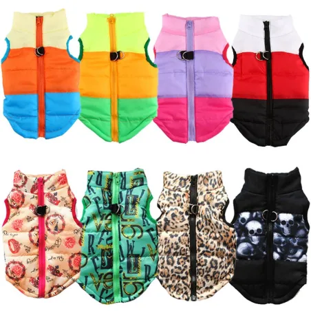 Gilet chaud chiens/chats - veste matelassée avec fermeture éclair