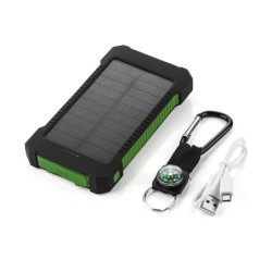 Batterie externe solaire - double USB - étanche - avec porte-clés boussole - LED - 30000mAh