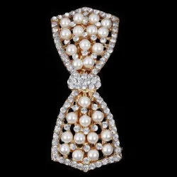 Noeud papillon en cristal avec perles - pince à cheveux