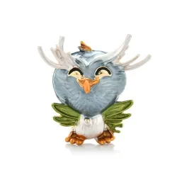 Petite chouette souriante - broche en cristal