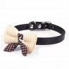 Leren halsband met gebreide strik - voor honden/kattenHalsbanden en Lijnen