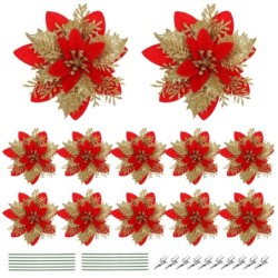 Glitterrozen - Kerstboomversiering - 12 stuksKerstmis