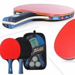 Raquette de tennis de table - manche long - avec 3 balles de ping pong