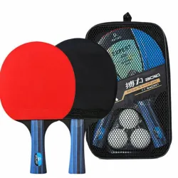 Raquette de tennis de table - manche long - avec 3 balles de ping pong