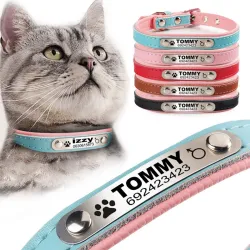 Honden/katten halsband - ID Tag - gepersonaliseerd - gegraveerd - leerHalsbanden en lijnen
