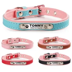 Honden/katten halsband - ID Tag - gepersonaliseerd - gegraveerd - leerHalsbanden en lijnen