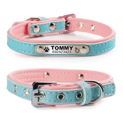 Collier chiens/chats - ID Tag - personnalisé - gravé - cuir